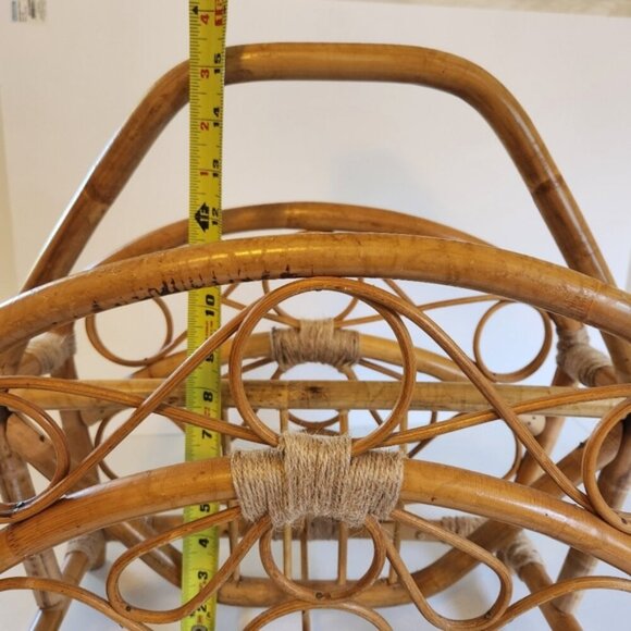 Vintage Bamboo Book Storage Basket Magazine Rack 1970s 70s Boho Home Decor Hippy - Picture 6 of 9